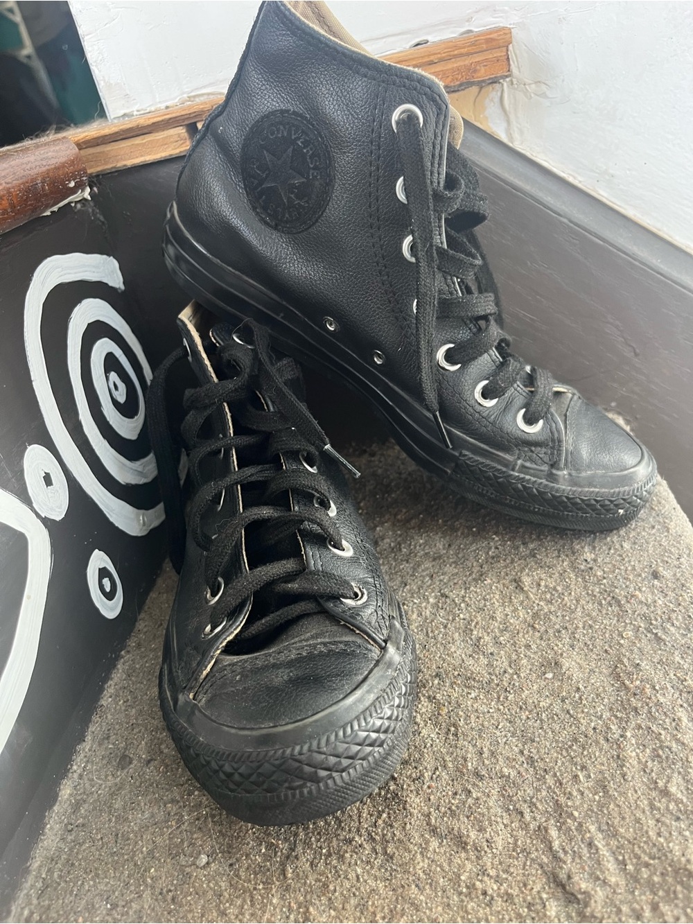Converse Chuck Taylor All Star Black Leather High Top Sneakers unisex